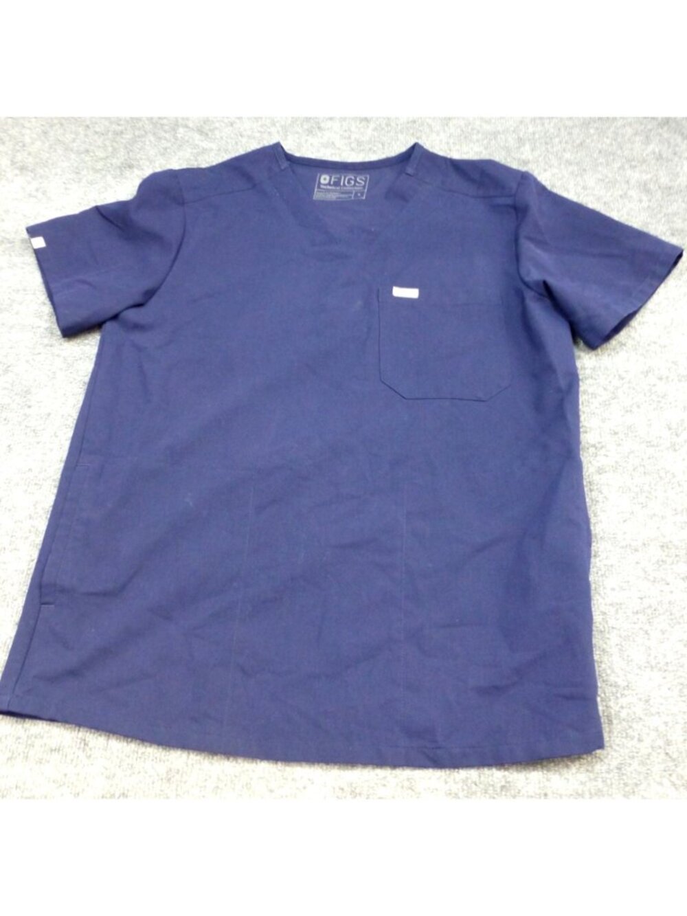 Figs Navy Blue Scrub‎ Top Small Technical Collection V-Neck Pocketed Lightweight